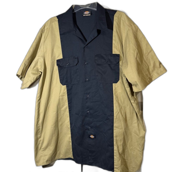 Dickies size XXL Two-Tone Button-Up work shirt 2 button pockets - Picture 2 of 7